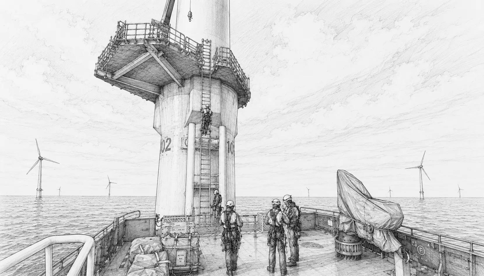 Découvrir nos solutions pour l’éolien offshore Solutions de sécurité et équipements pour les techniciens de l’éolien offshore