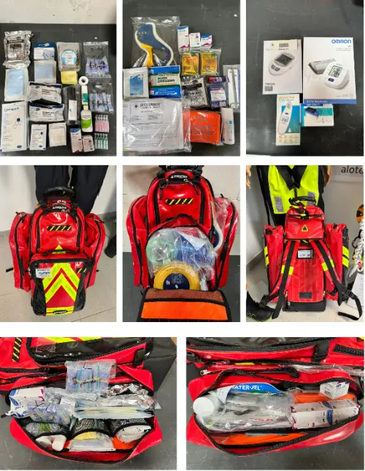 Kit médical éolien offshore Kit dans un sac rouge