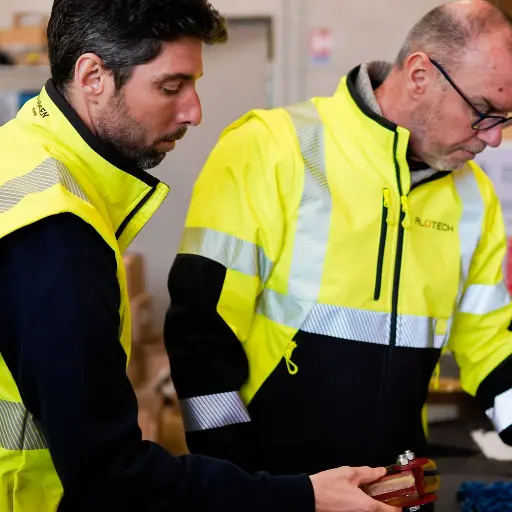 Fabrication et développement chez ALOTECH Deux hommes dans un atelier