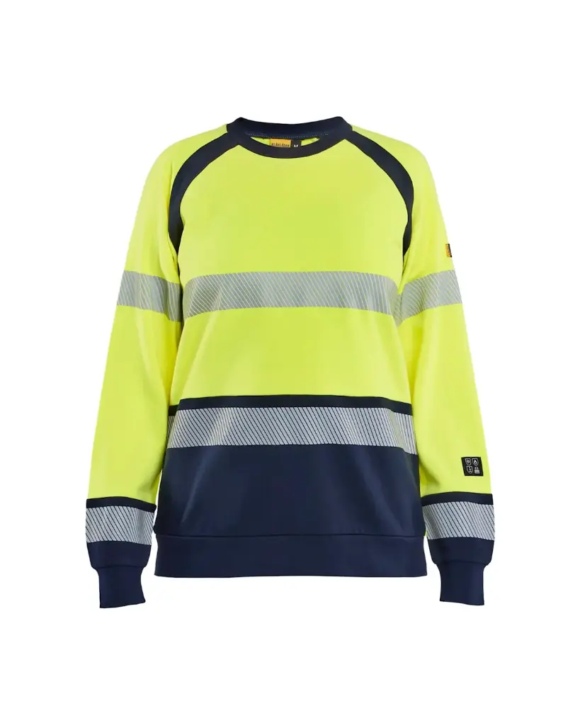 BLAKLADER - Sweat Multinormes Femme - Jaune fluo/Marine