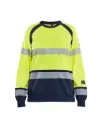 BLAKLADER - Sweat Multinormes Femme - Jaune fluo/Marine
