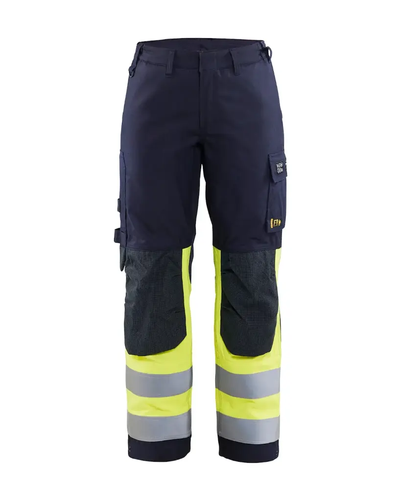 BLAKLADER - Pantalon multinormes inhérent femme - Marine/Jaune fluo