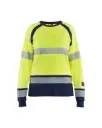 BLAKLADER - T-shirt manches longues Multinormes Femme - Jaune fluo/Marine