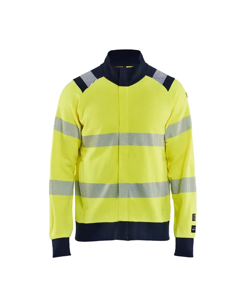 BLAKLADER - Sweat multinormes zippé Jaune fluo/Marine
