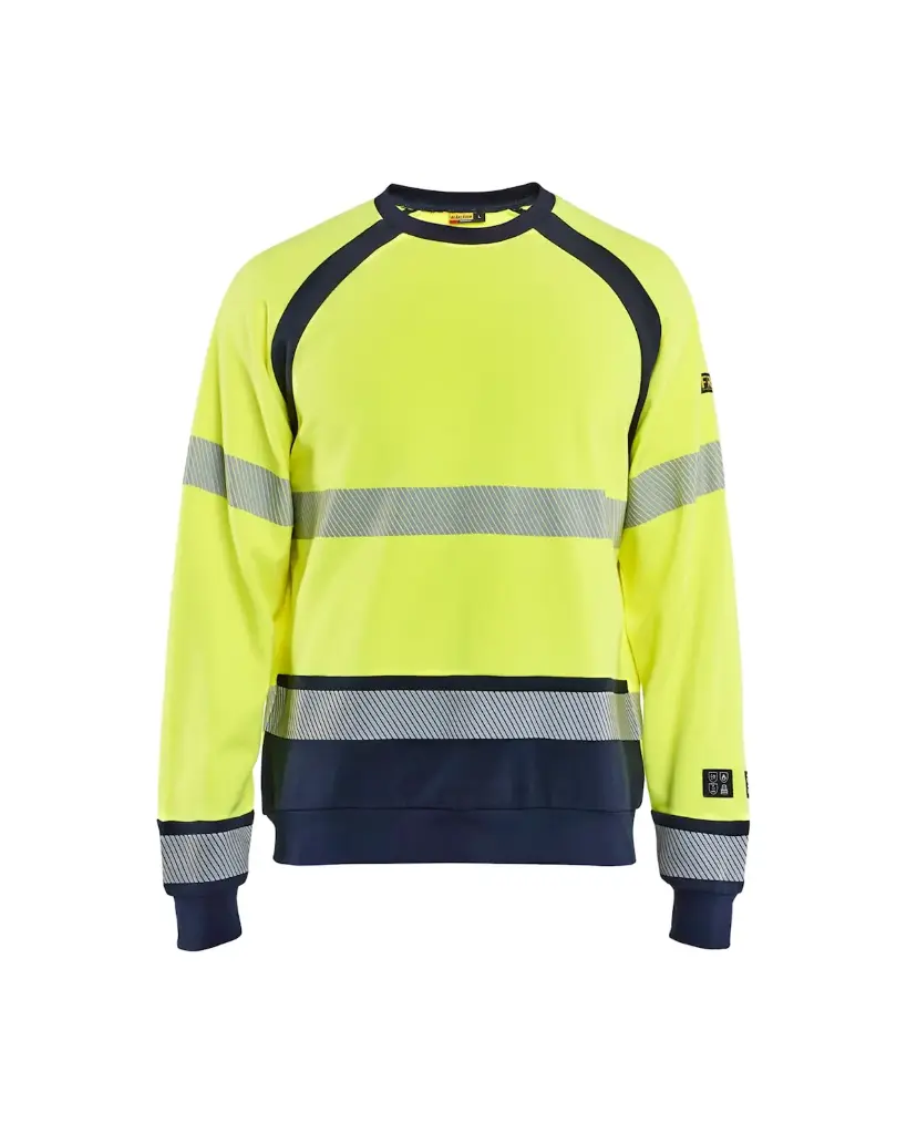 BLAKLADER - Sweat Multinormes - Jaune fluo/Marine