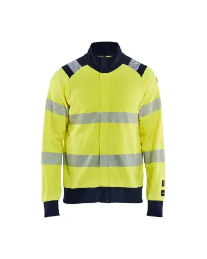 BLAKLADER - Sweat multinormes zippé Jaune fluo/Marine