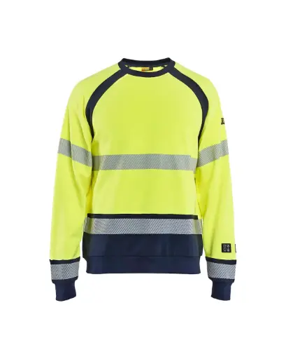 BLAKLADER - Sweat Multinormes - Jaune fluo/Marine