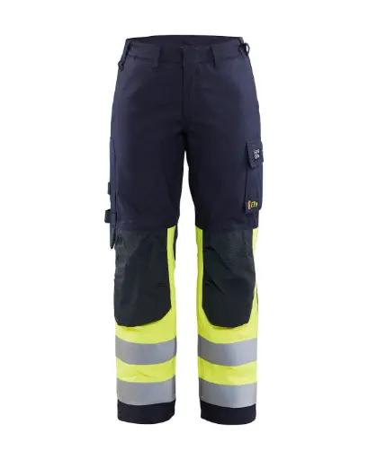 BLAKLADER - Pantalon multinormes inhérent femme - Marine/Jaune fluo